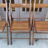 Set of 3 vintage solid wood folding chairs