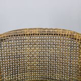 1980s Set of Four Rattan Armchairs with Fabric Pillows