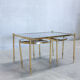 Portuguese pull out tables in brass and glass, 1970s