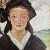 HSP painting "Return from fishing" in Brittany? 1940 Steff / Burdy