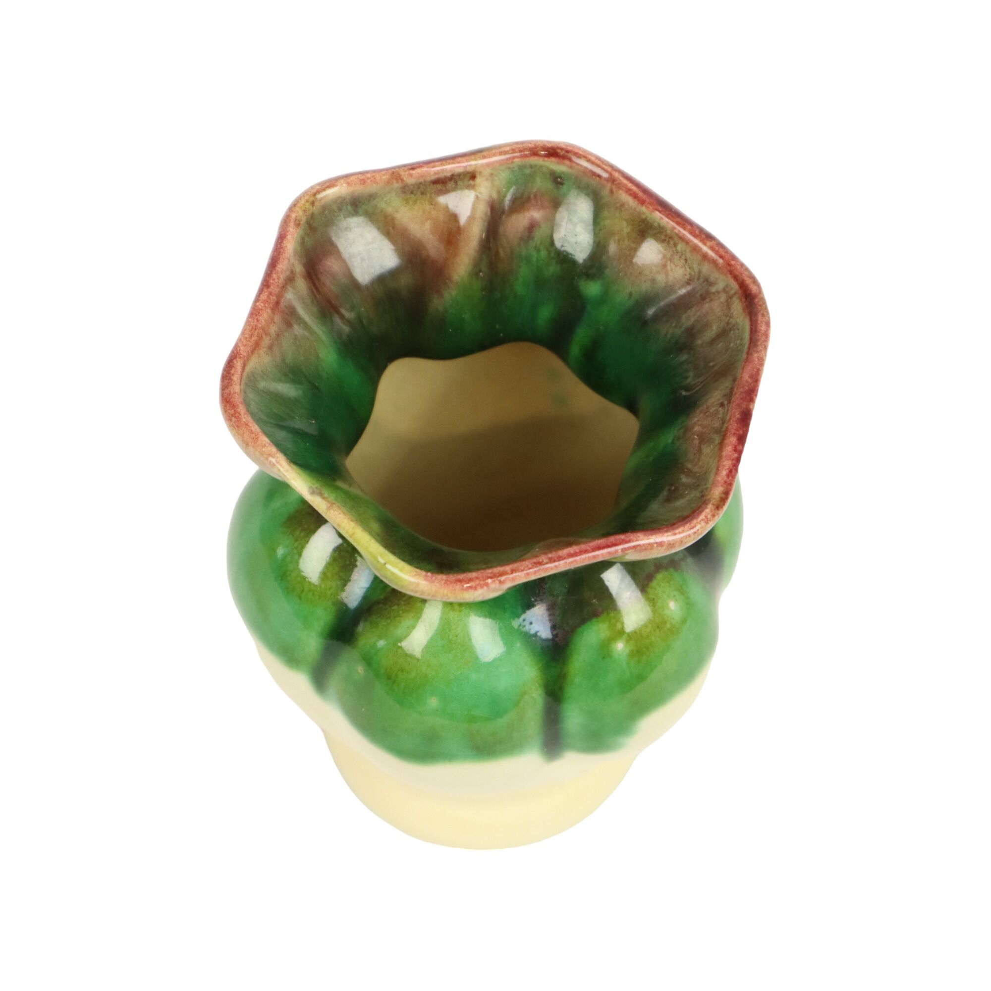 Small west germany vase cream green crackle glazed ceramic 15cm