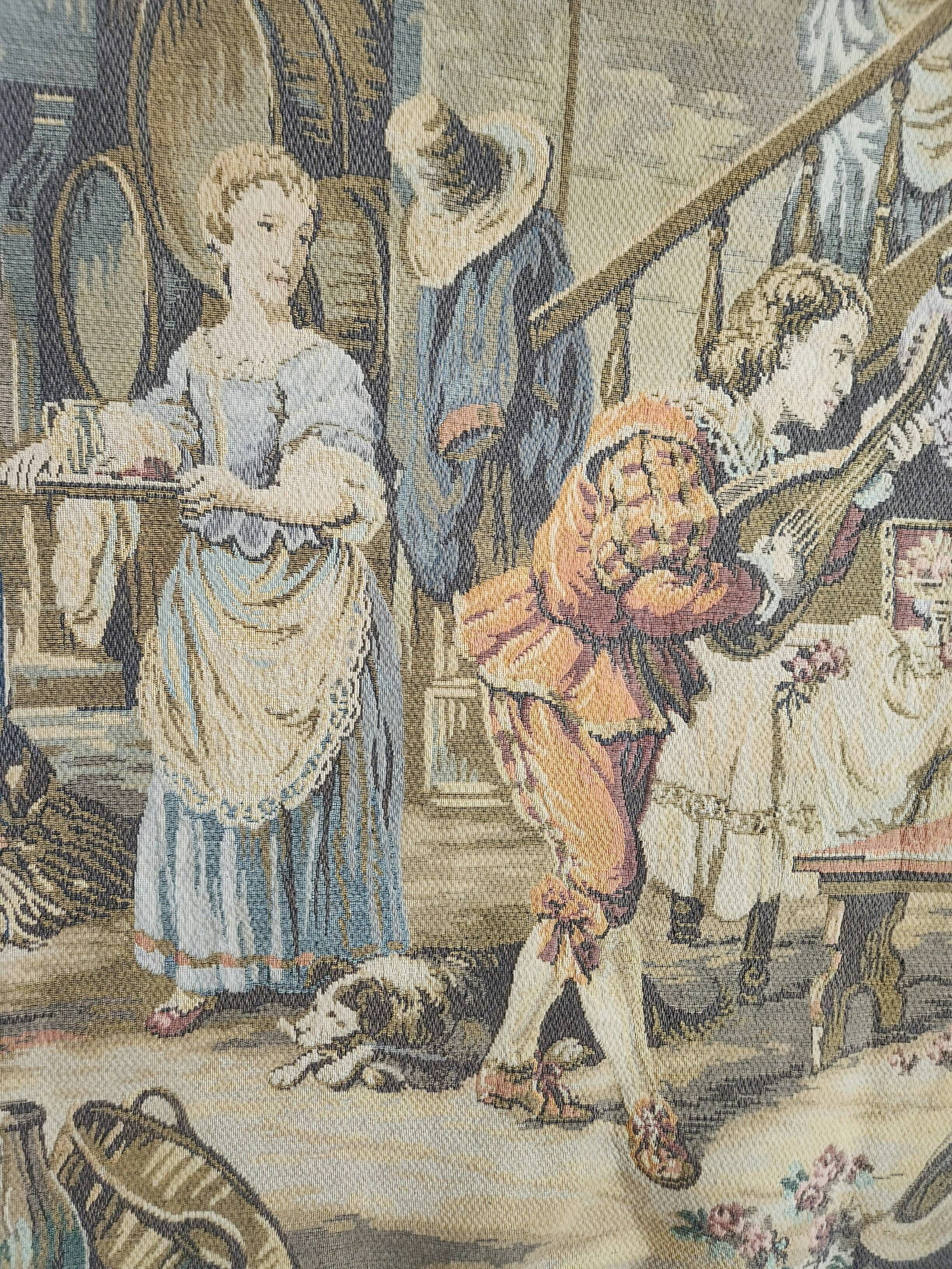 French wall tapestry Gobelin Tapestry "Jolly Men" "After Rembrandt"