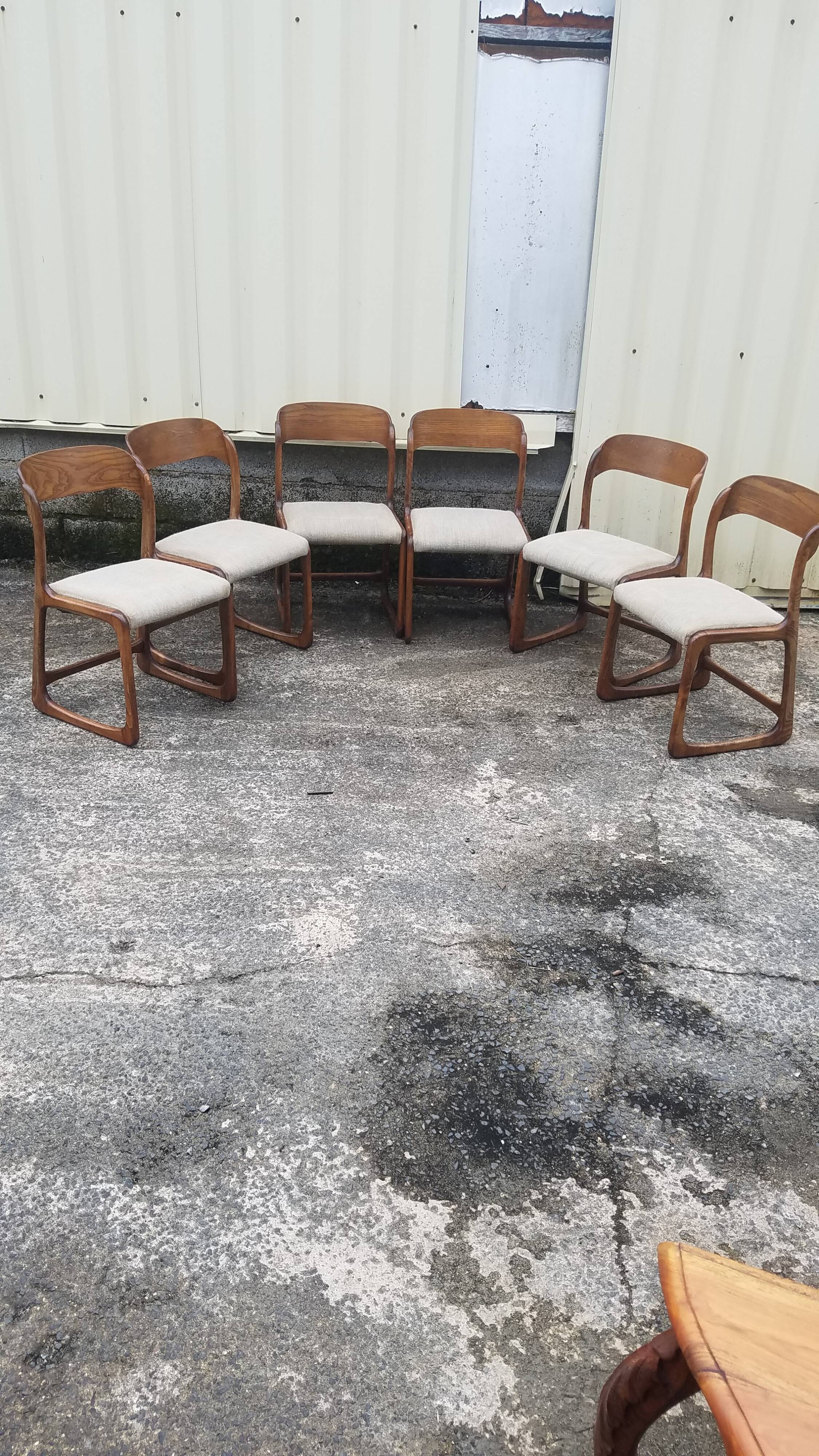 6 vintage Baumann sleigh chairs