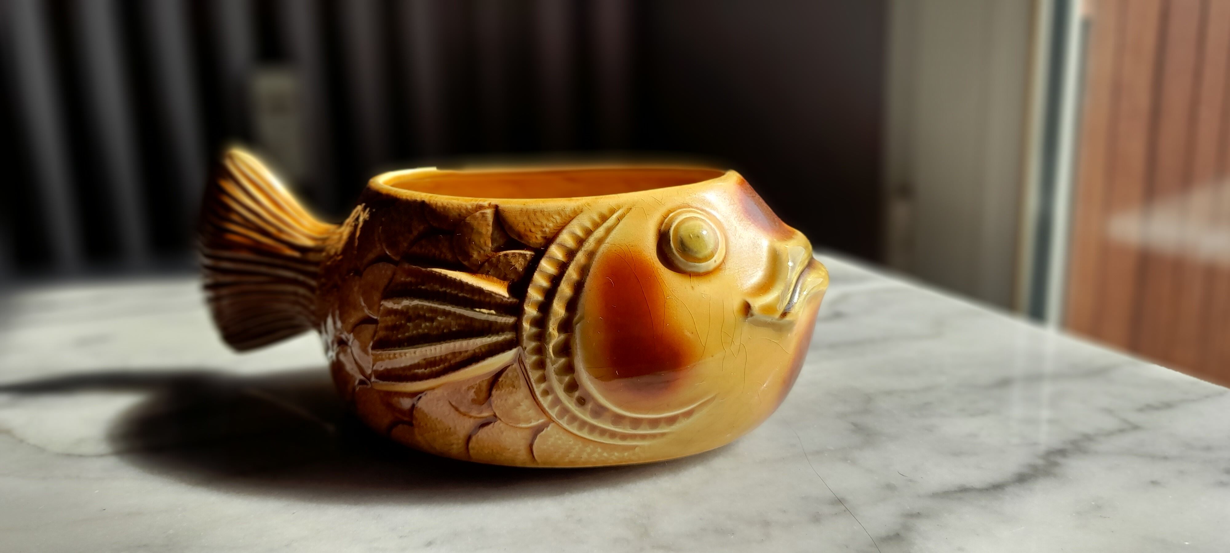 Fish service, 12 plates, soup tureen, sauce boat, sarreguemines