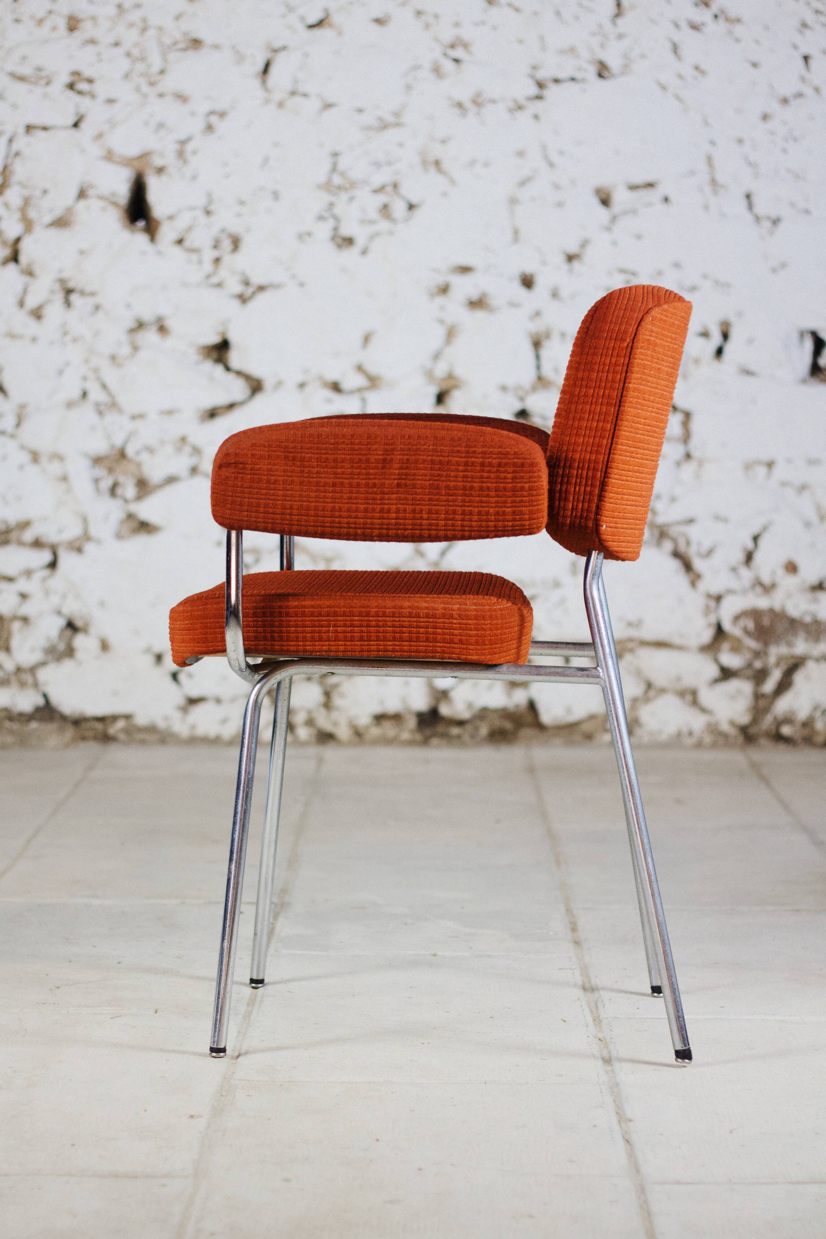 Vintage orange velvet armchair, 1970