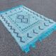 Vintage blue green kilim rug