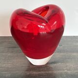 Heart-shaped Murano glass vase – Intense Ruby Red