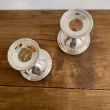 Pair of silver metal candle holders