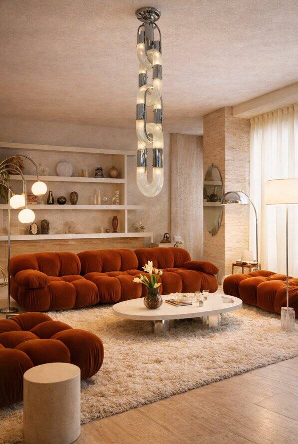 Chandelier Chain Murano Glass Metal by Aldo Nason for Mazzega