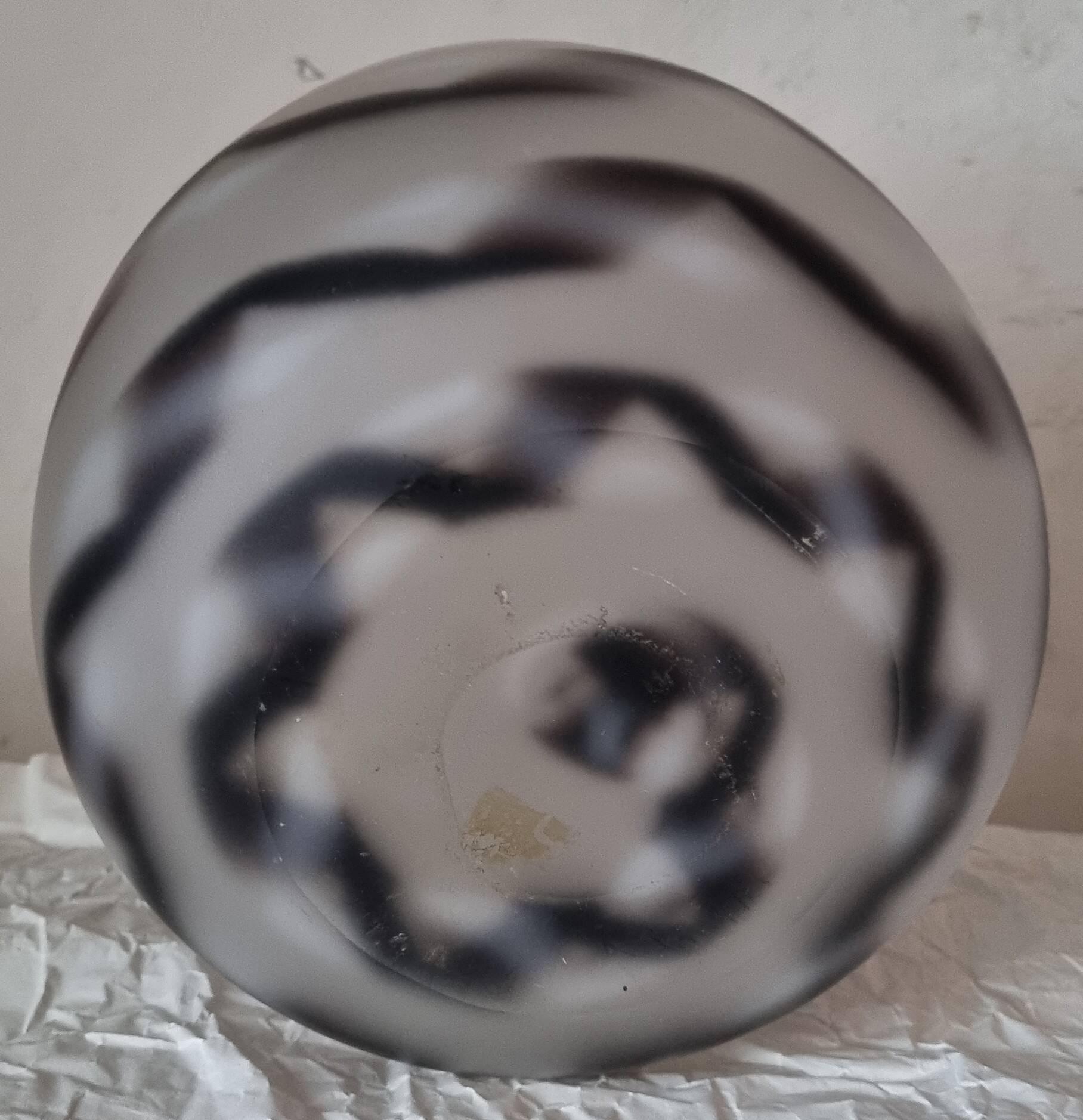 Frosted transparent and black glass vase