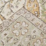 5x9 Light Green & Beige Madallion Corners Vintage Rug, 166x268Cm