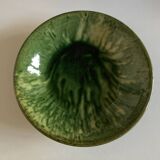 Aegitna hollow dish in green glazed earthenware Vallauris 1960