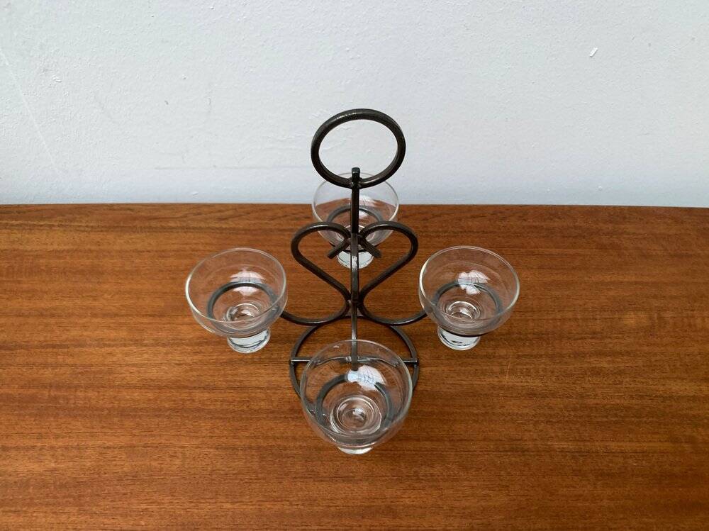 Bougeoir danois en métal et verre, années 1960