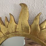 Vintage 1960s sunburst gold resin witch mirror - 49 cm