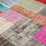 Handmade oriental contemporary 201 cm x 300 cm multicolor patchwork carpet