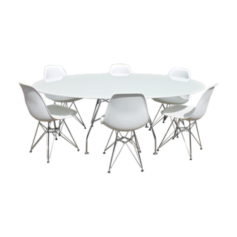 Set of 6 chairs DSR Eames Vitra edition and Kartell table by Antonio Citterio