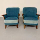 Lot of 2 sculptural Danish design armchairs from the 1940s, vintage.