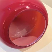 Red Opaline Glass Pendant Light 1970 Space Age Ceiling Lamp Free Form Orange