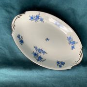 Limoges F.Legrand & Cie - Oval dish, art deco era in white porcelain, platinum nets,