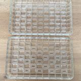 Set of 2 small molded glass presentation dishes