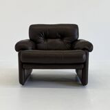 Fauteuil Coronado vintage B&B Italia en cuir marron foncé