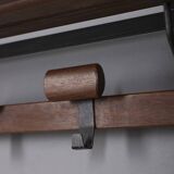 Vintage 1960s wall coat rack in metal and wood, italian design