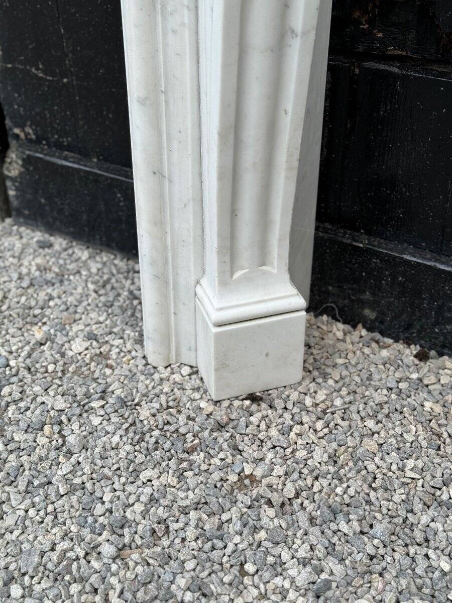 Louis XV Style Fireplace In White Carrara Marble, Circa 1980