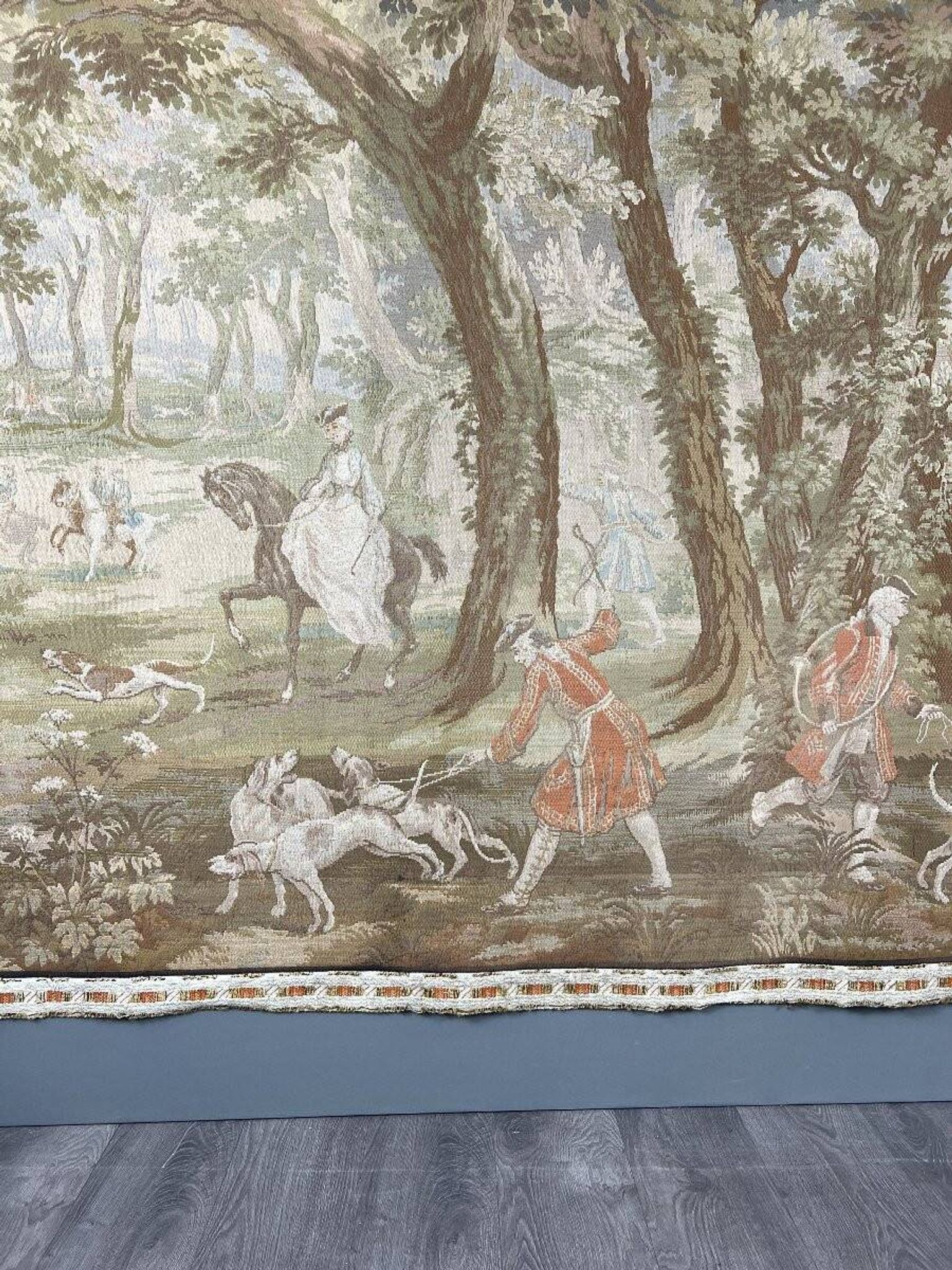 Tapisserie murale « Scène de chasse », style Louis XV, XXe siècle