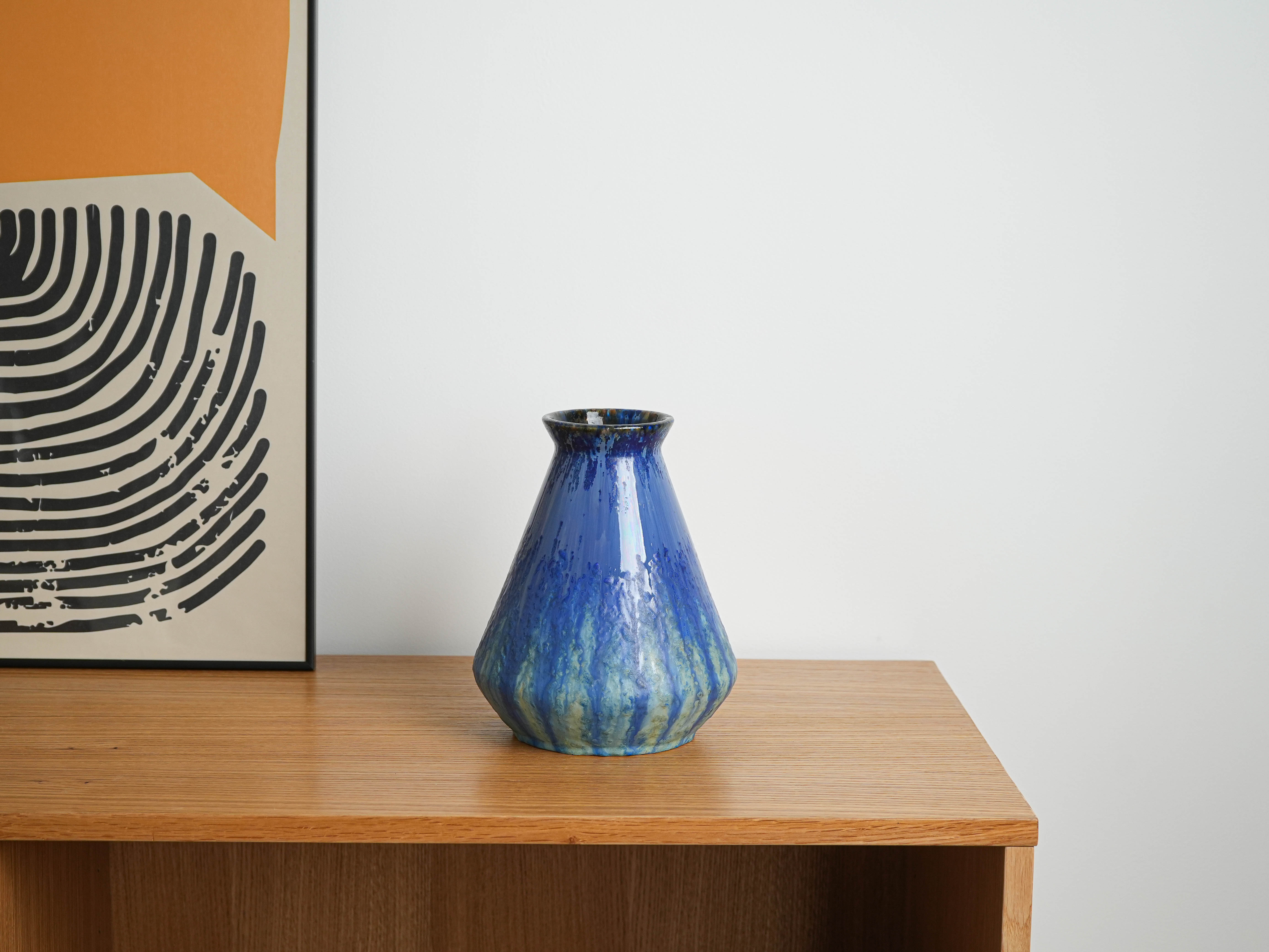 Blue ceramic vase, Danish design, 1960s, made in Denmark