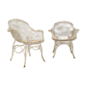 pair of garden chairs in forged iron painted 1950