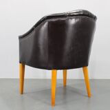 Vintage Leather Armchair, Czechoslovakia