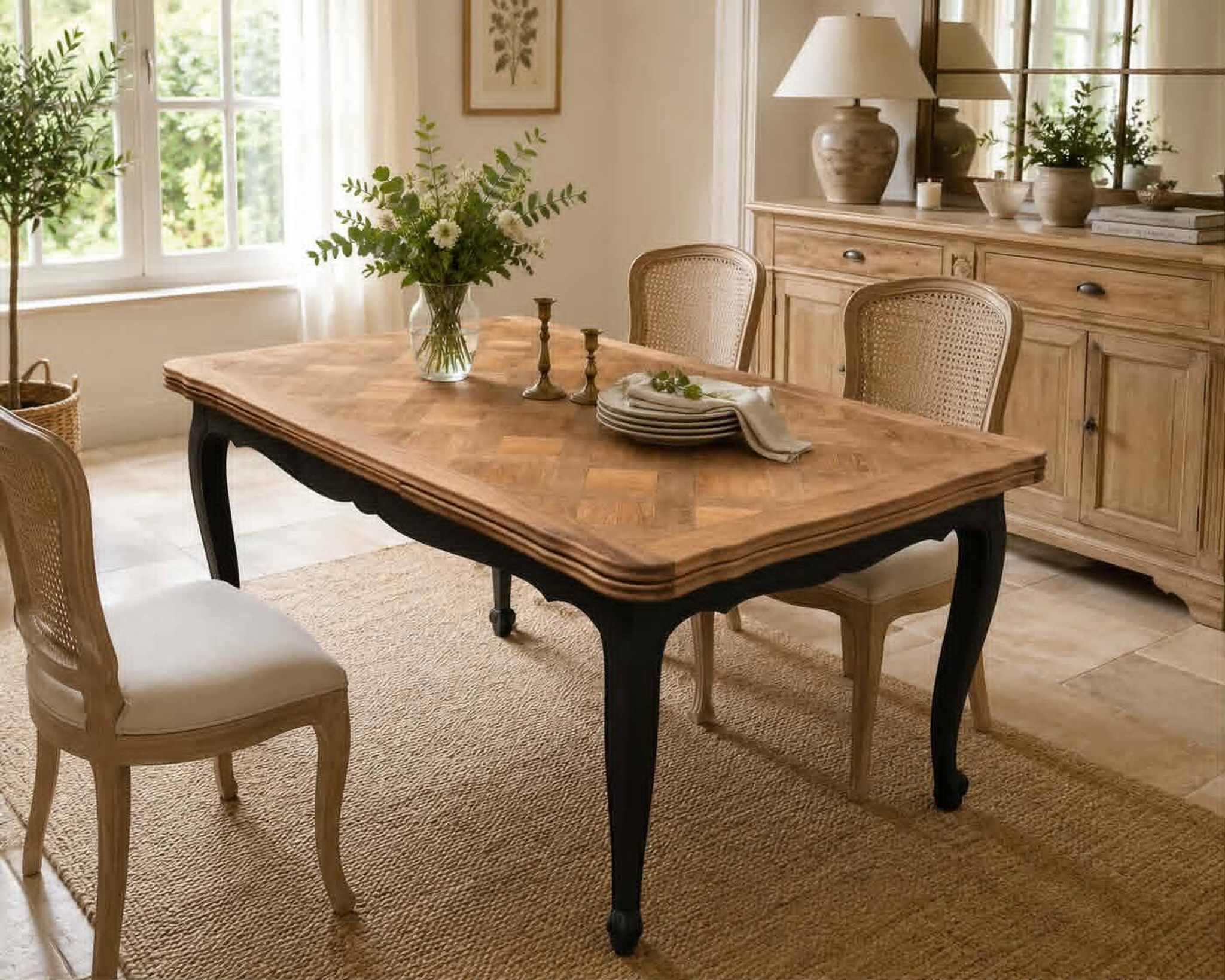 Regence style table in solid oak