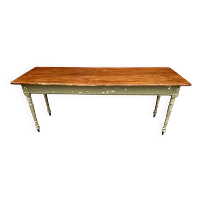 Grande table de café bistrot en bois patiné