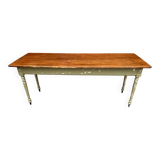 Grande table de café bistrot en bois patiné