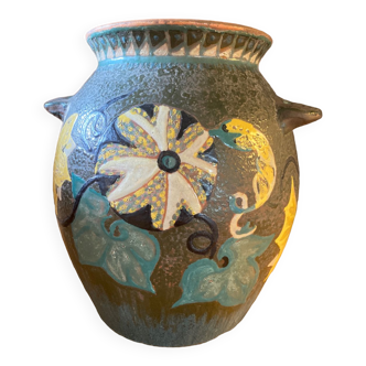 Henriot Quimper enameled terracotta pot