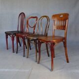 Set of 4 Thonet and Mundus Bistrot chairs 1910 to 1930