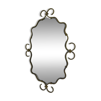 Vintage faceted mirror in brass frame