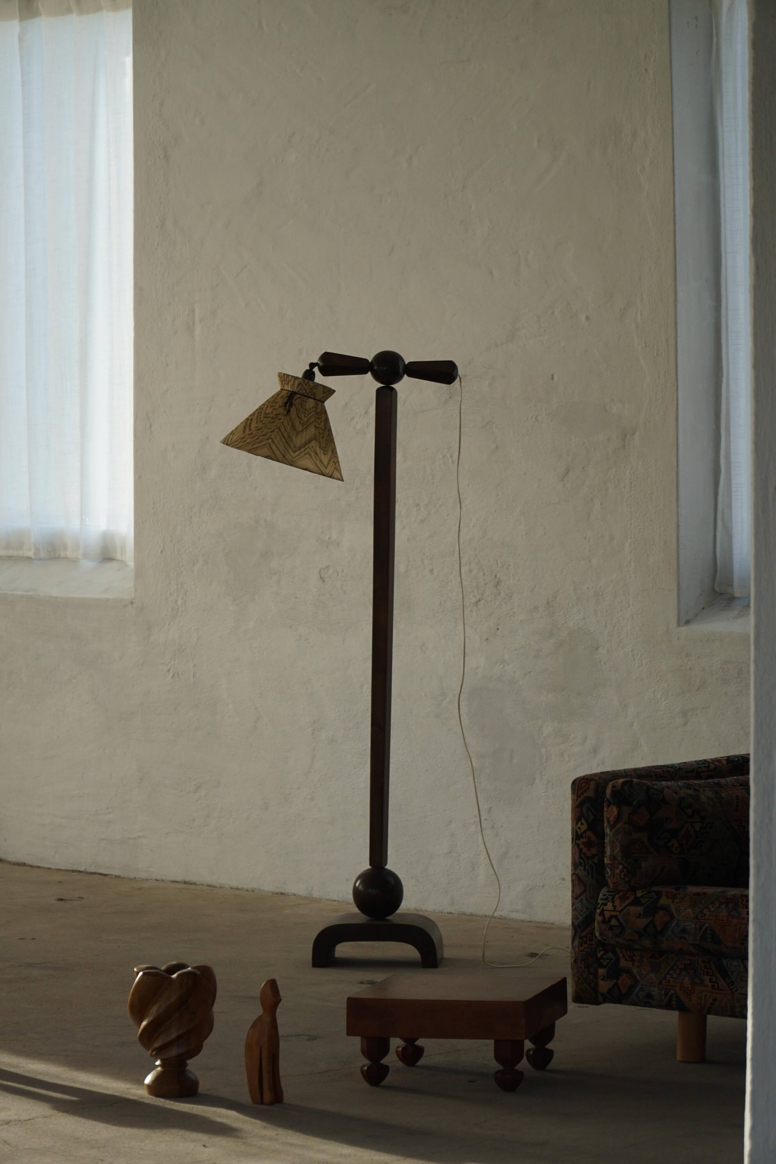 Scandinavian Funkis floor lamp with original shade, Denmark, Art Deco, 1930s