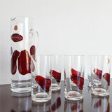 Carafe service and glass with orangeade or bohemian crystal water