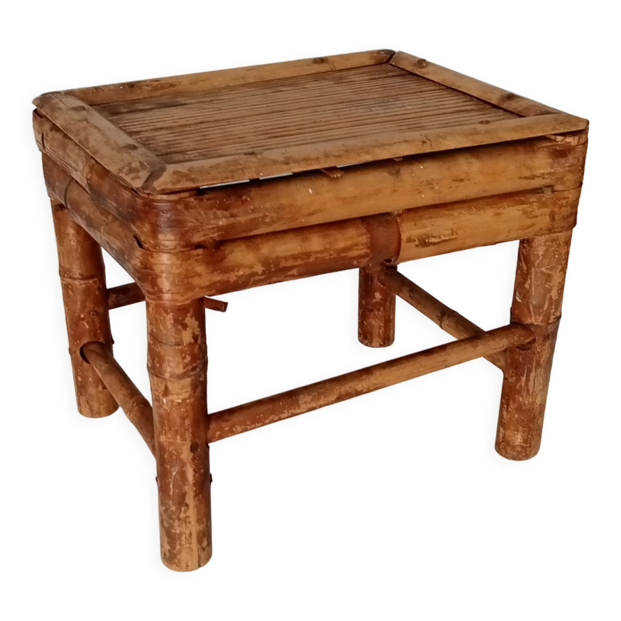Antique burnt bamboo stool
