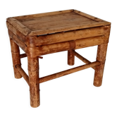 Tabouret ancien en bambou brûlé