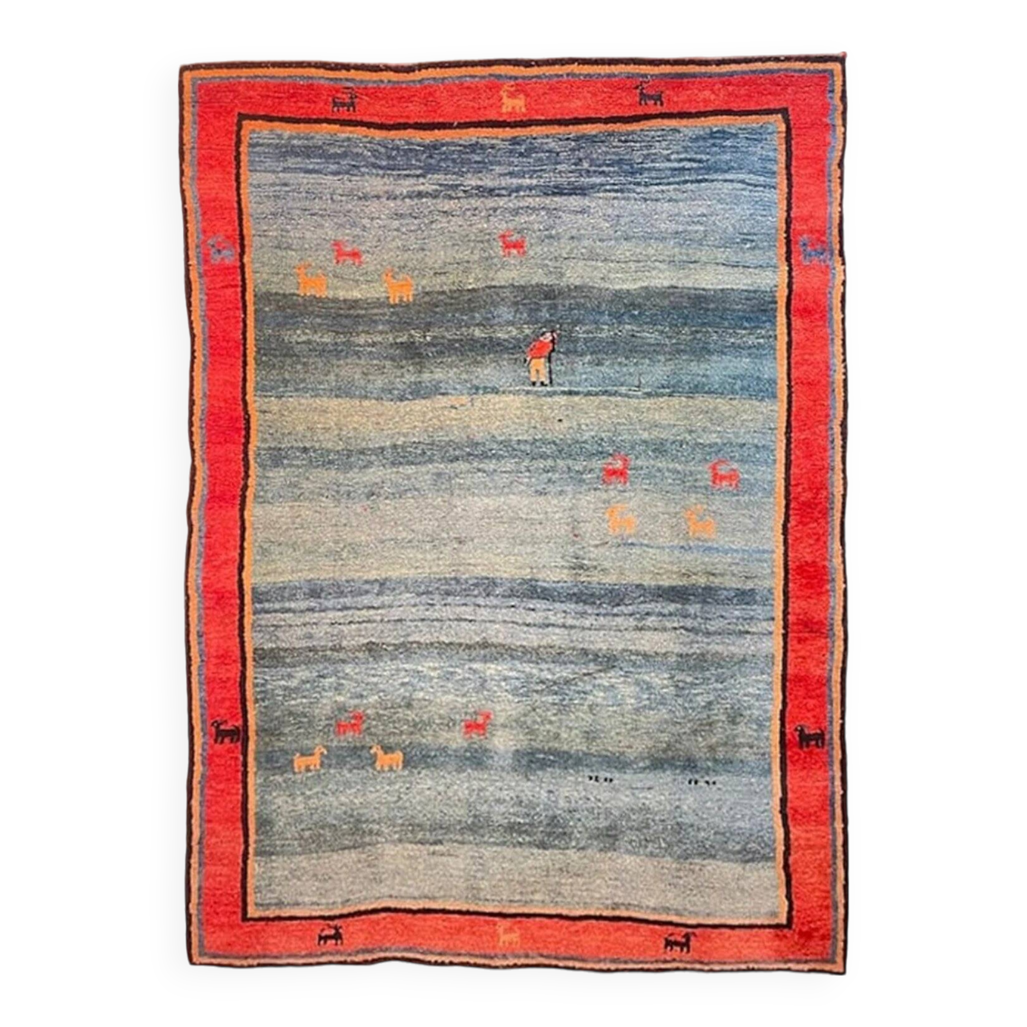 Handcrafted Persian Gabbeh Carpet Mid-20th Century