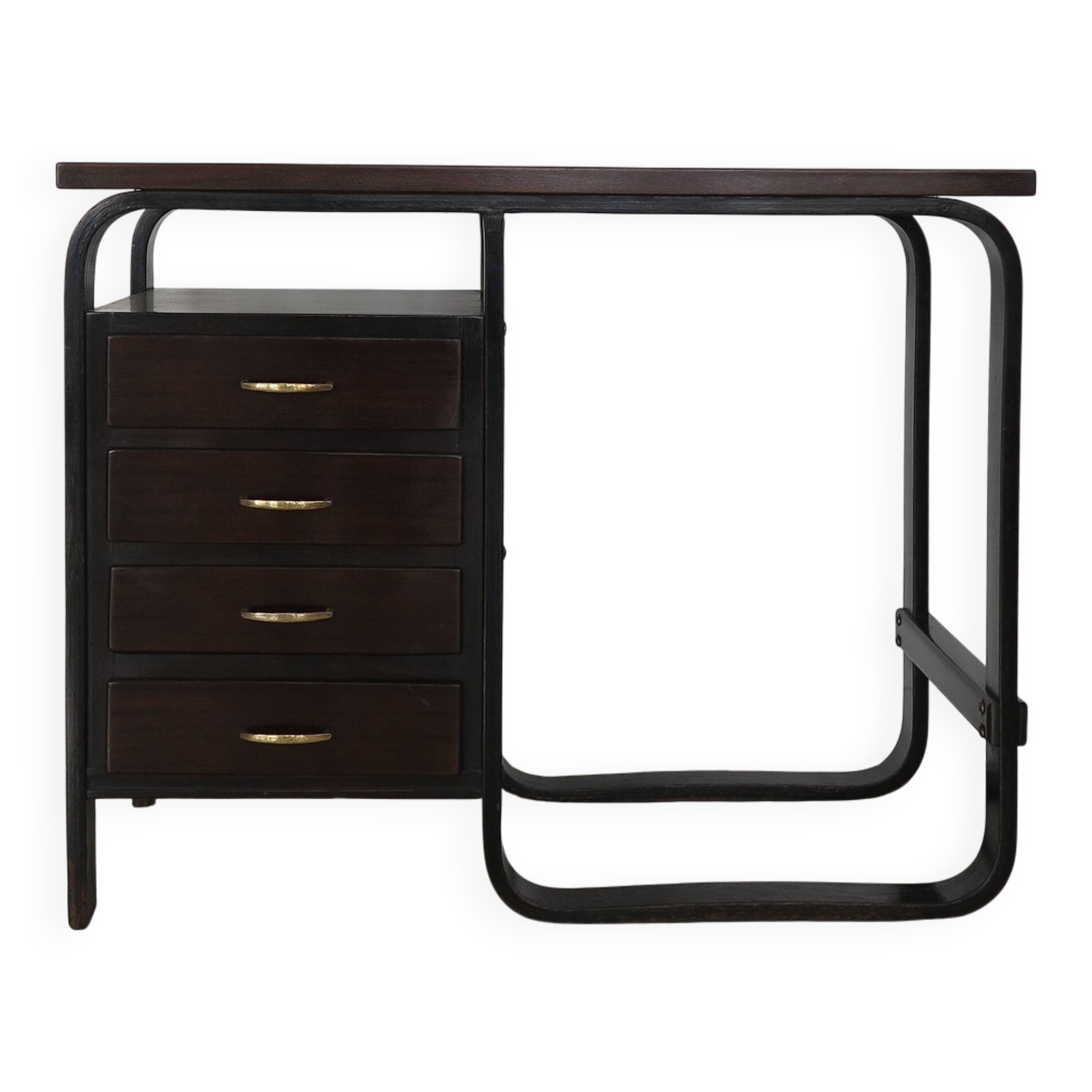 Giuseppe Pagano Pogatschnig Italian Dark Wood Desk for Gino Maggioni, 1940s