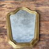Vintage mirror in gilded and pearl wood 27x35cm