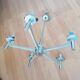 Chrome metal chandelier 5 branches vintage glass globes 60 70