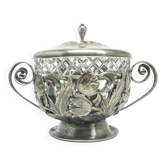 Art Nouveau sugar bowl, silver-plated brass, Poland, 1920s