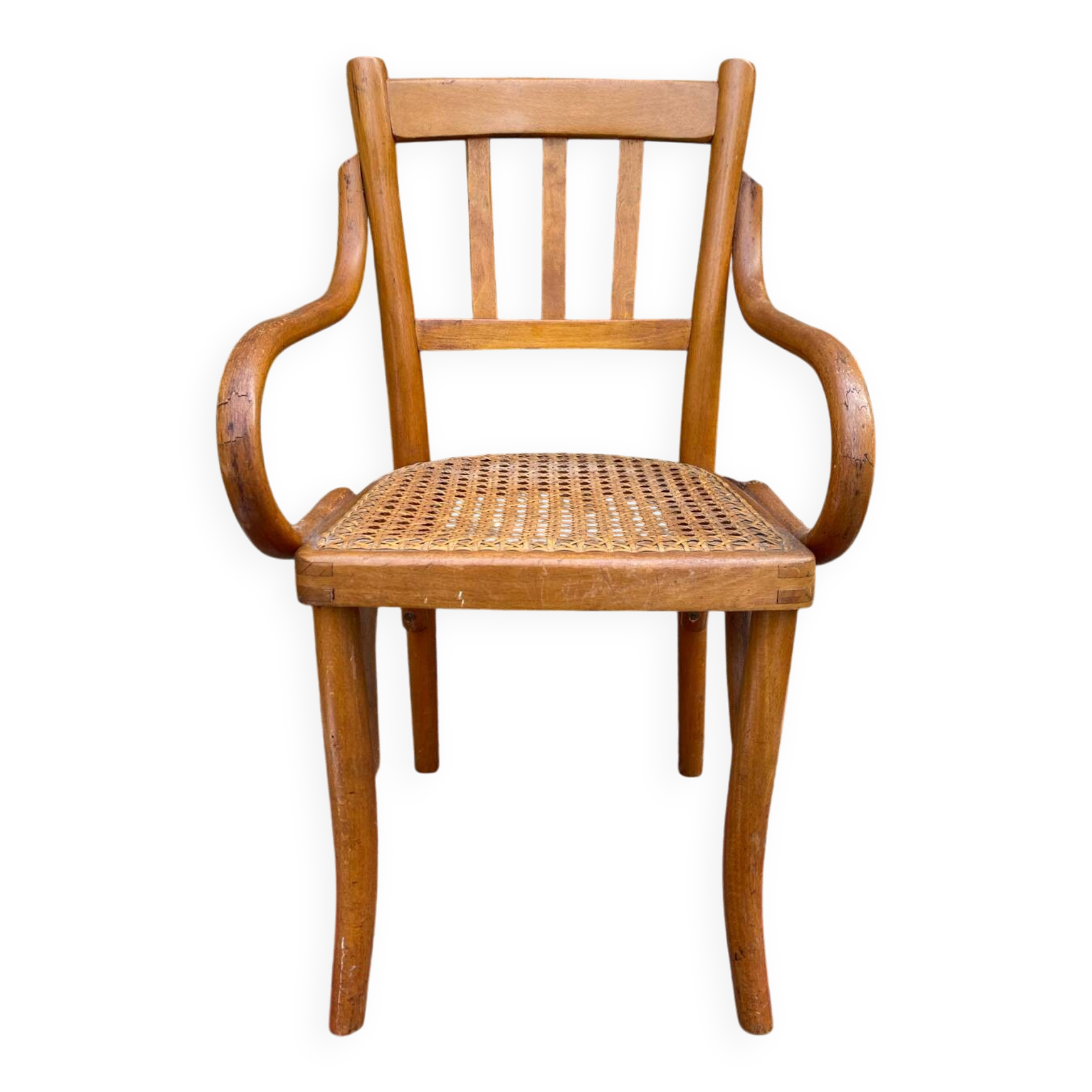 Children's bistro chair in wood and caning