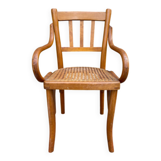 Children's bistro chair in wood and caning