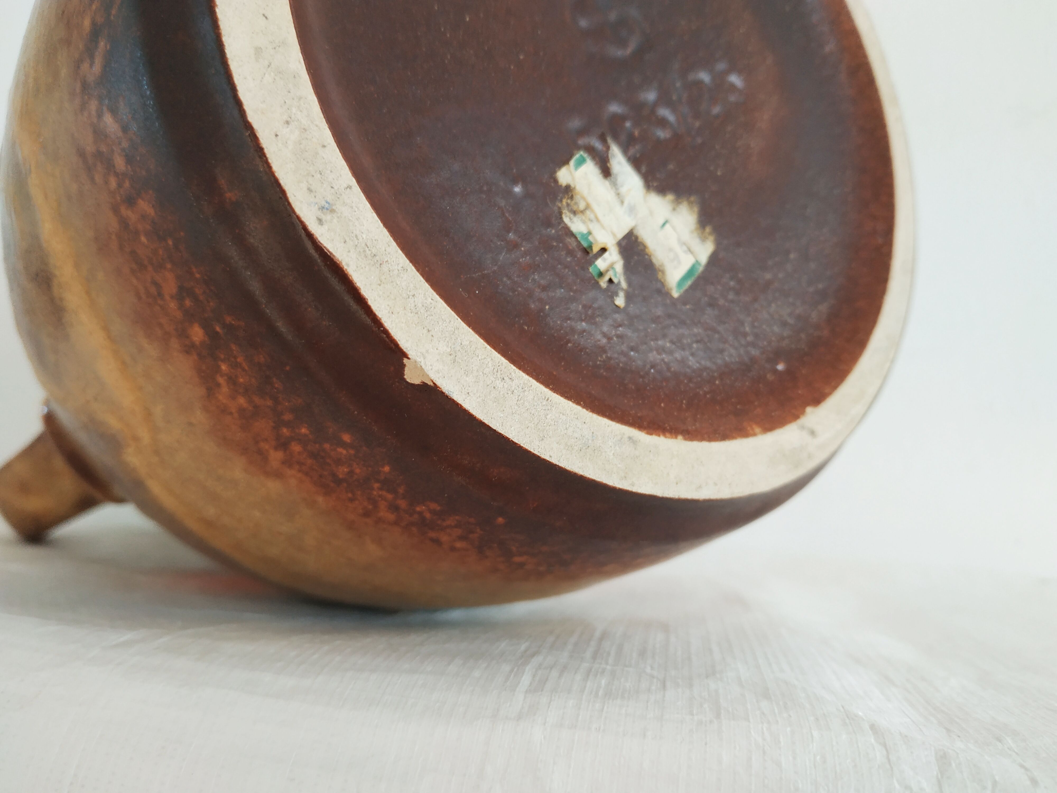 West Germany vase pitcher with red-orange enamels