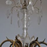 chandelier Crystal bronze dore rocaille style nineteenth pendants